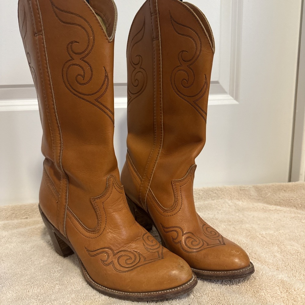 Vintage Western Dingo Boots Leather Heeled Rodeo Embroidered Cowboy Women's SZ 7 - Picture 2 of 16